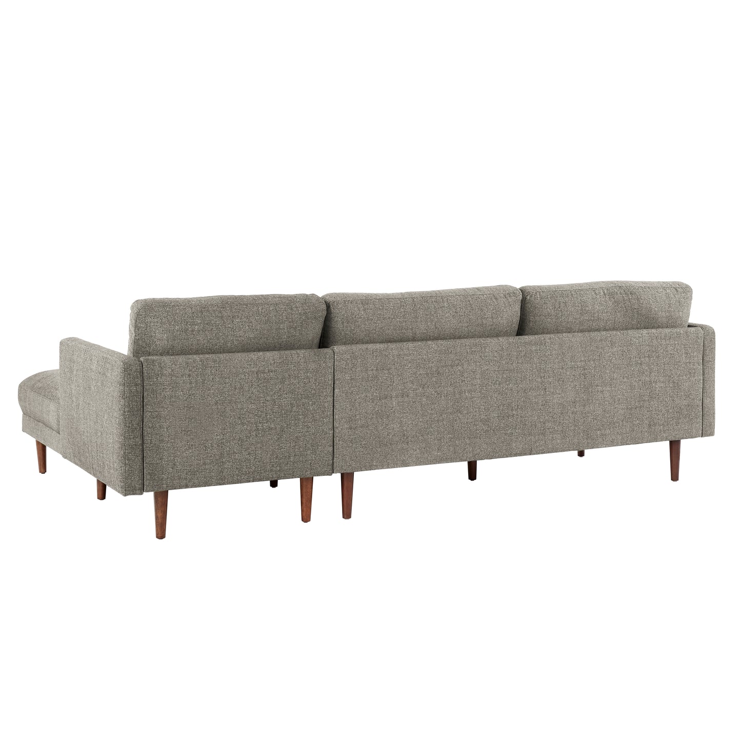 Mid-Century Upholstered Sectional Sofa - Light Grey, 3-Seat Sectional with Right-Facing Chaise