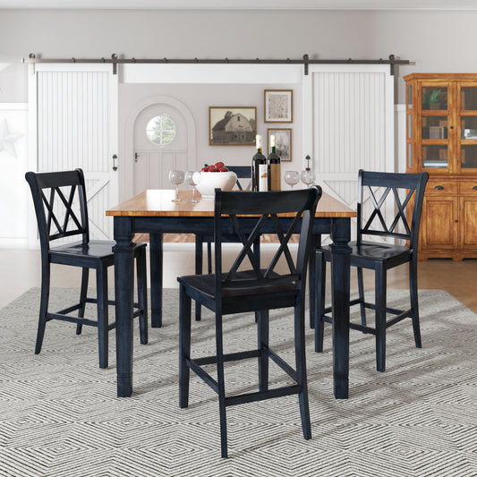 Double X-Back Counter Height Chairs (Set of 2) - Antique Denim Finish