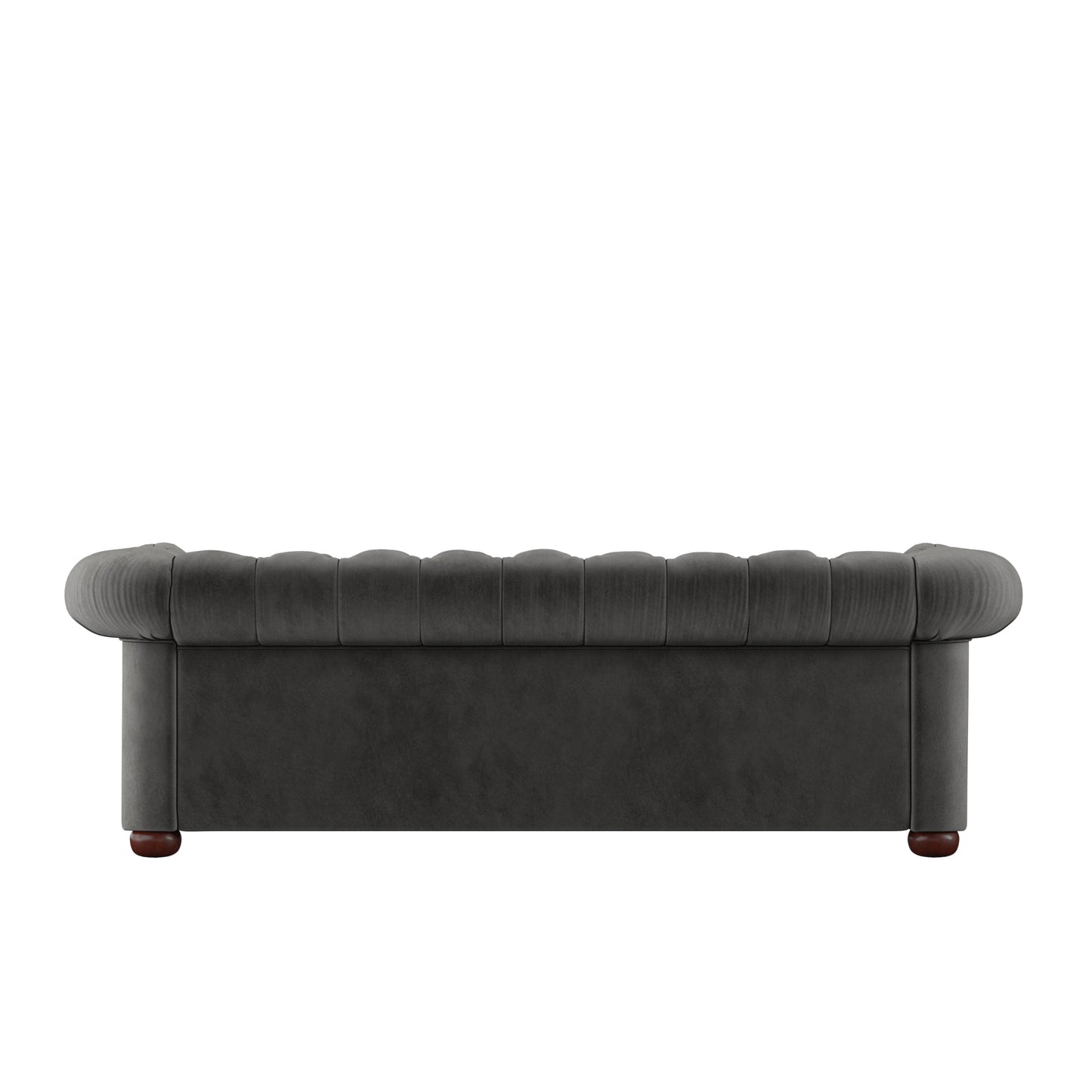 Tufted Scroll Arm Chesterfield Sofa - Dark Grey Velvet