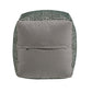 Upholstered Square Pouf Ottoman - Dark Green & White Dot Pattern Fabric