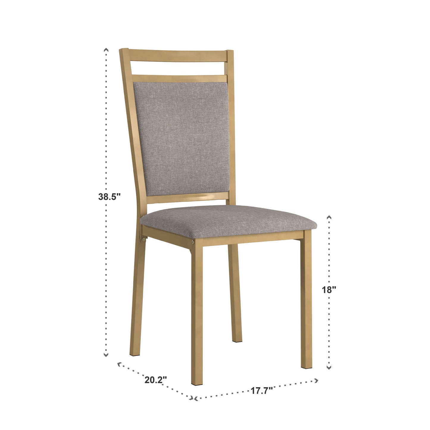 Metal Upholstered Dining Chairs - Grey Linen, Set of 4