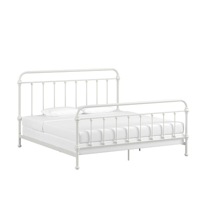 Antique Graceful Victorian Iron Metal Bed - Antique White, King Size (King Size)