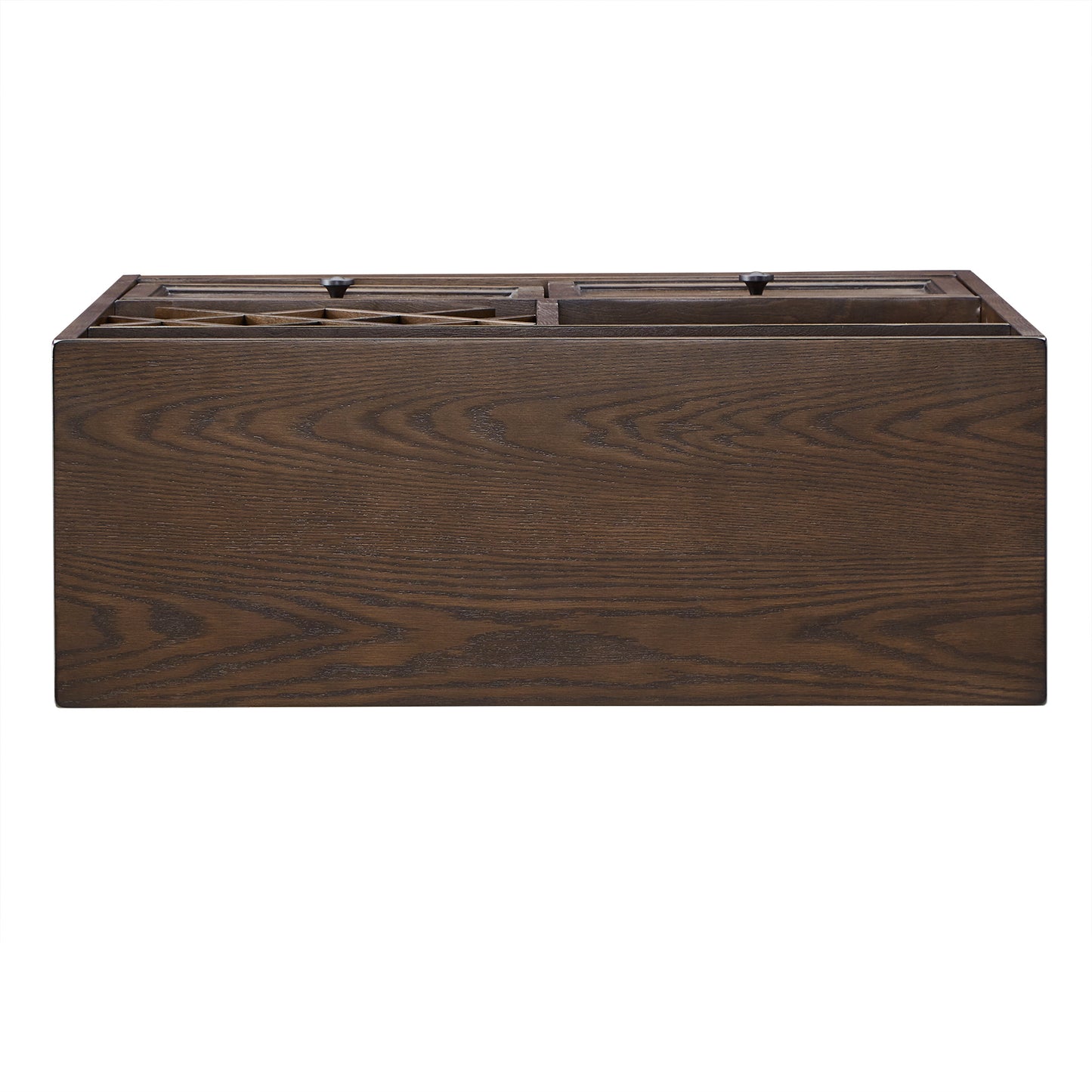 Dark Oak Finish Wood Cabinet - With Wine Rack