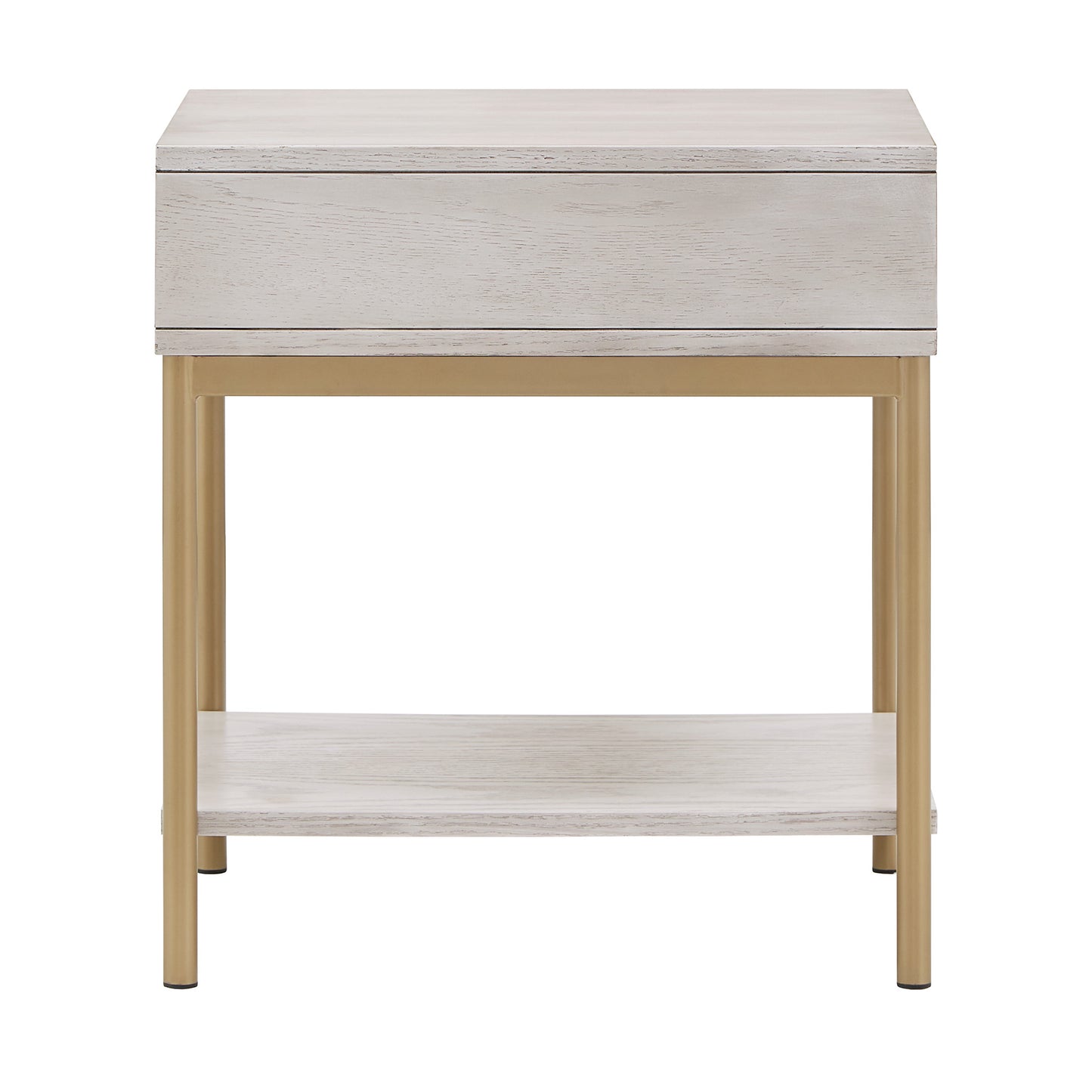 Two-Tone Rectangular End Table with USB Port - White Finish
