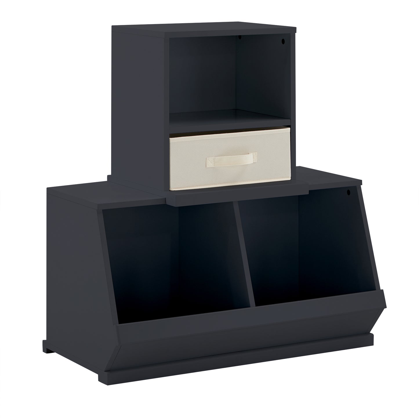 Modular Stacking Storage Bins - Charcoal Black, 1 Box with Drawer
