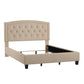 Adjustable Diamond-Tufted Arch-Back Bed - Beige, Full
