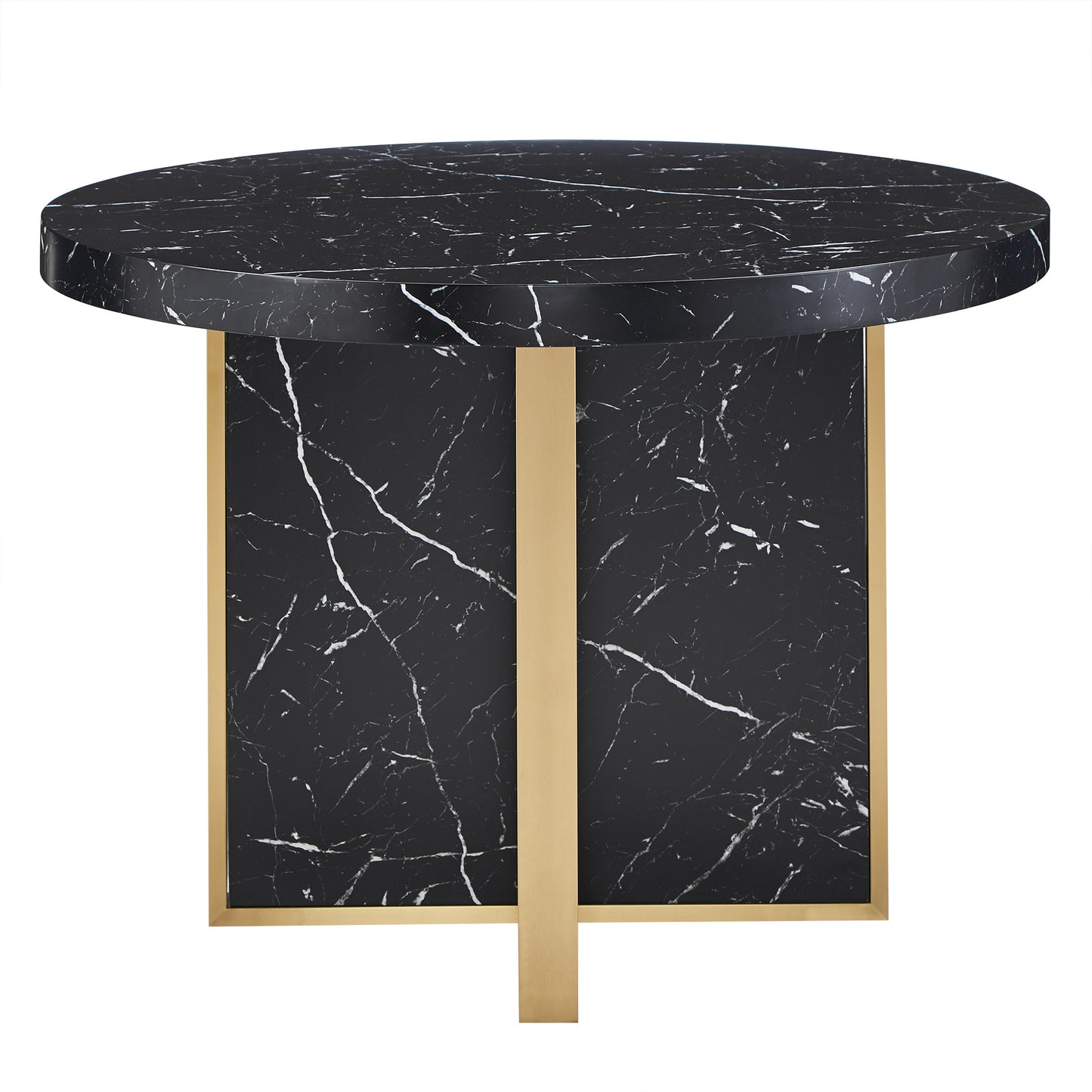43" Wide Faux Marble Round Dining Table - Black
