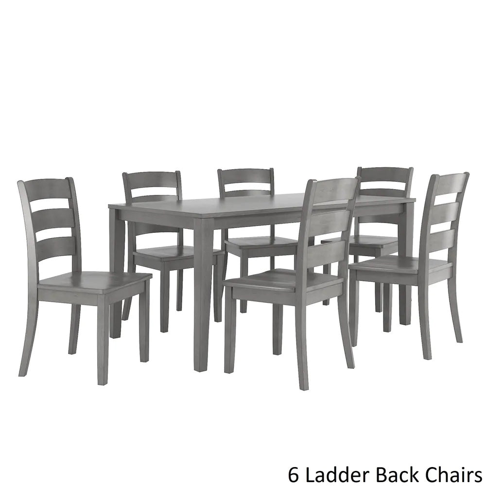 60-inch Rectangular Antique Grey Dining Set - Ladder Back Chairs, 7-Piece Set