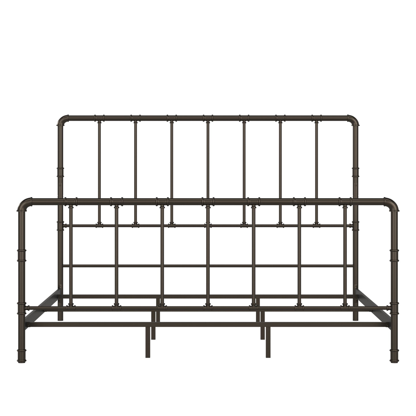Antique Industrial Lines Iron Metal Bed - King