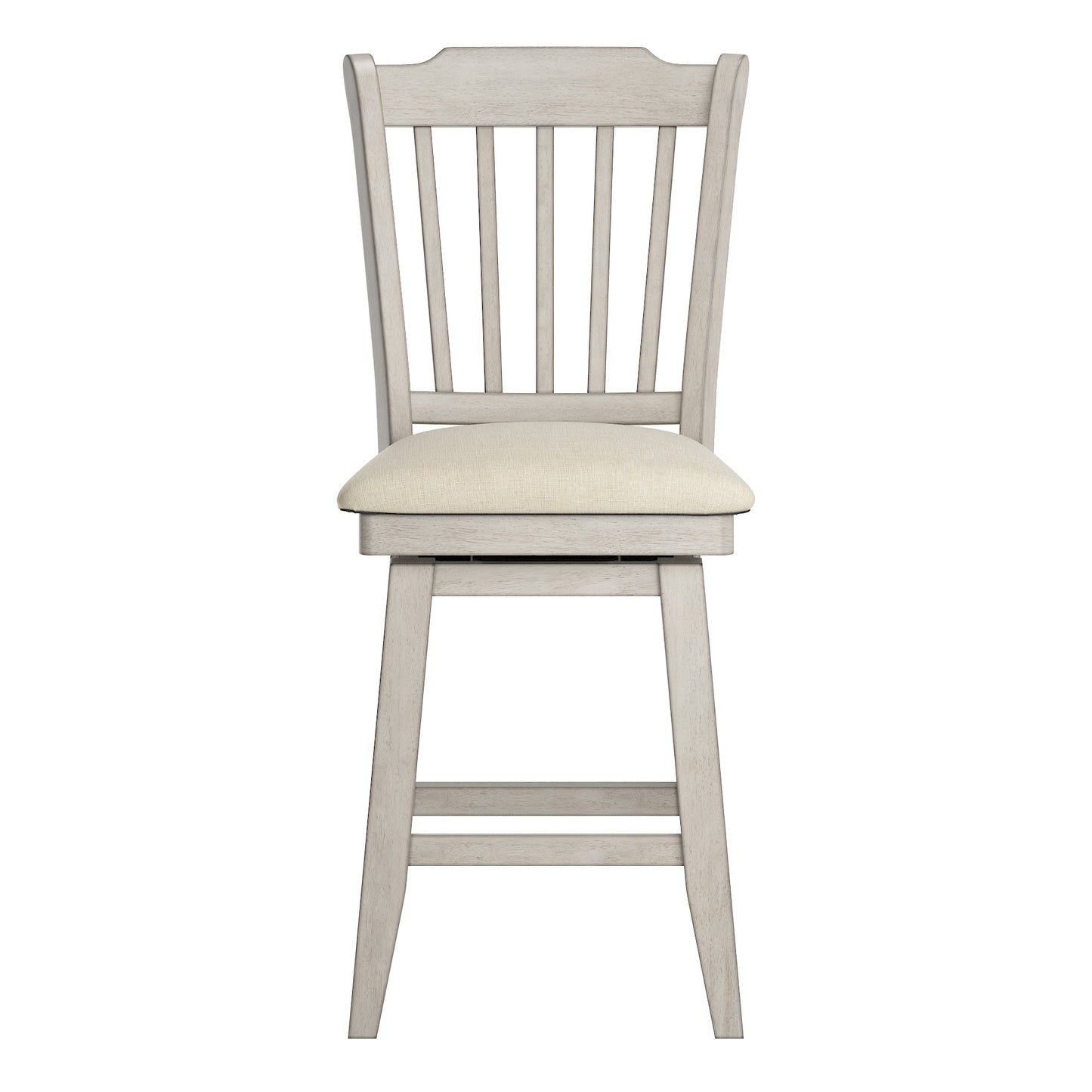Slat Back Counter Height Wood Swivel Chair - Antique White Finish
