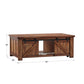 Barn Door Coffee Table with Storage - Brown Cherry Finish
