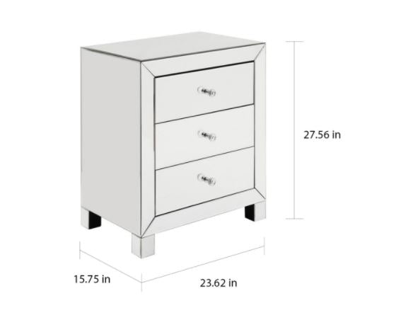Mirrored 3-Drawer End Table