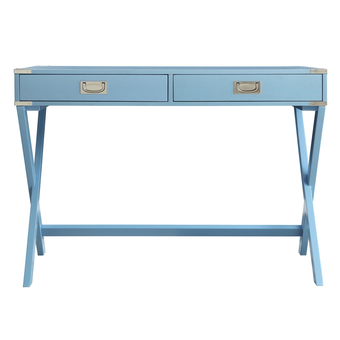 X-Base Wood Accent Campaign Writing Desk - Blue