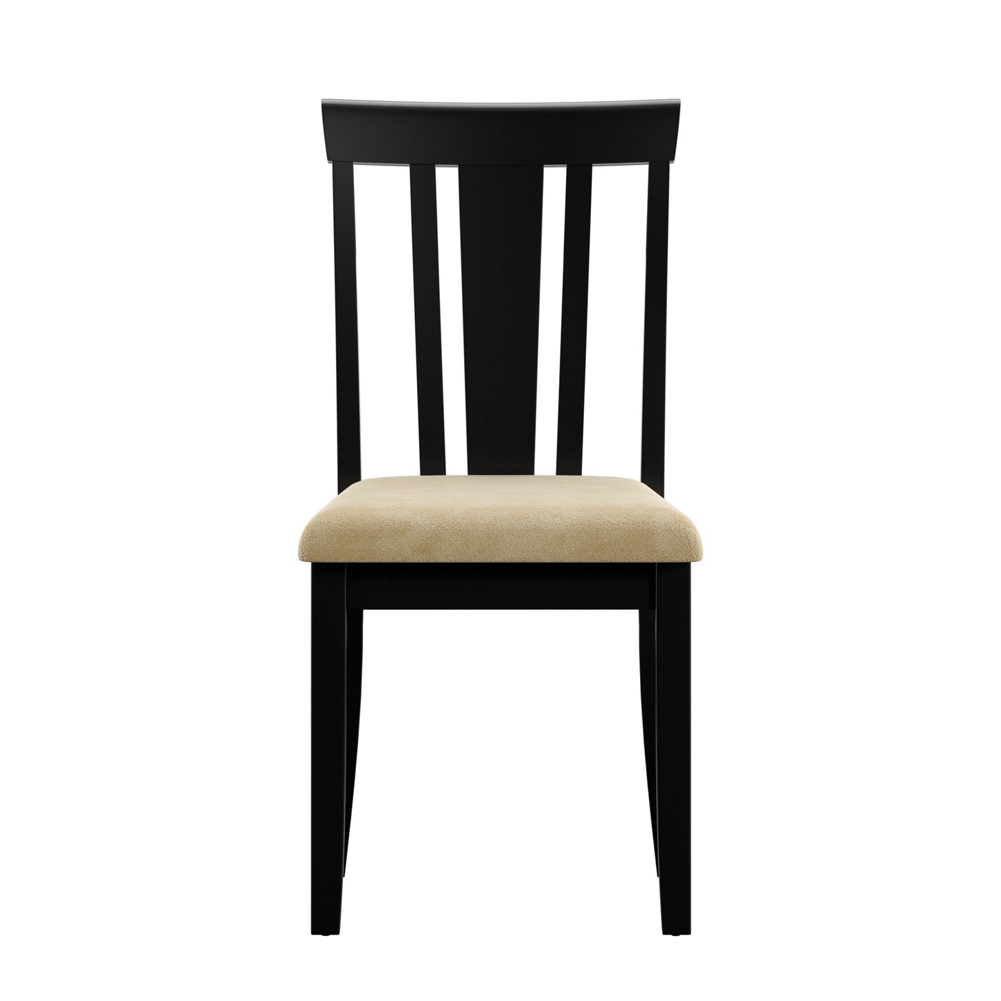 Black Wood Beige Microfiber Dining Chairs (Set of 2) - Slat Back