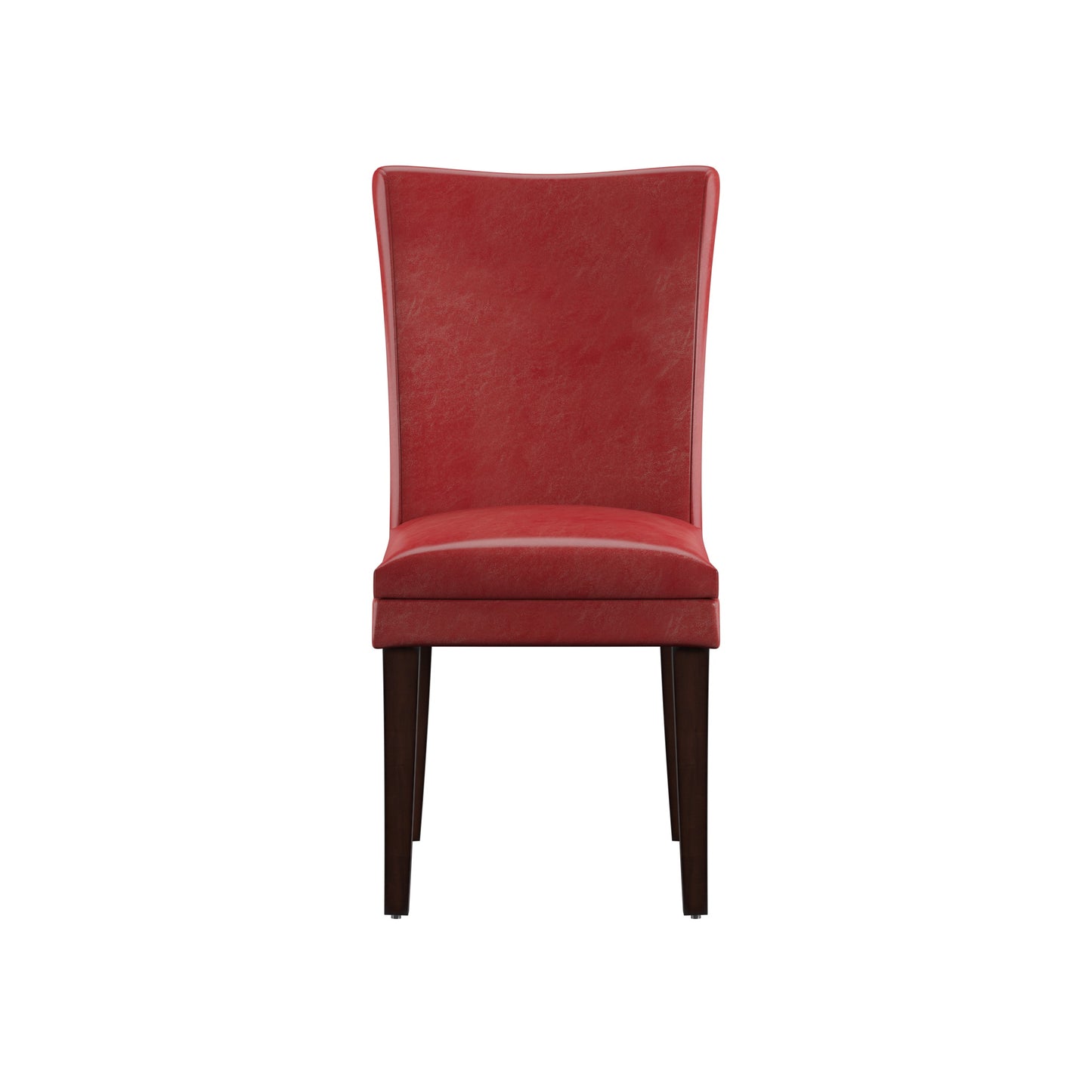 Faux Leather Parsons Dining Chairs (Set of 2) - Cherry Finish, Red Vinyl