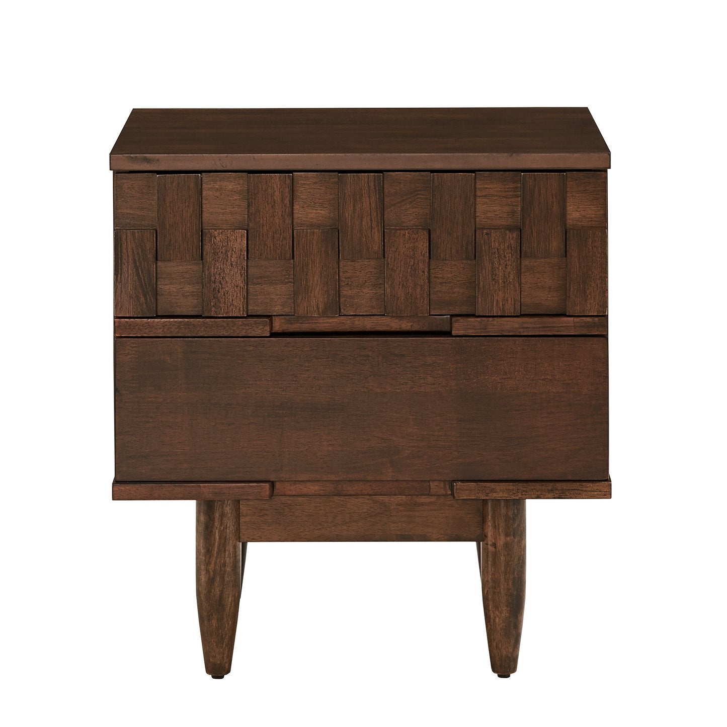 Mid-Century Brown Finish 2-Drawer Nightstand