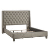 Faux Leather Crystal Tufted Bed - Grey, Queen