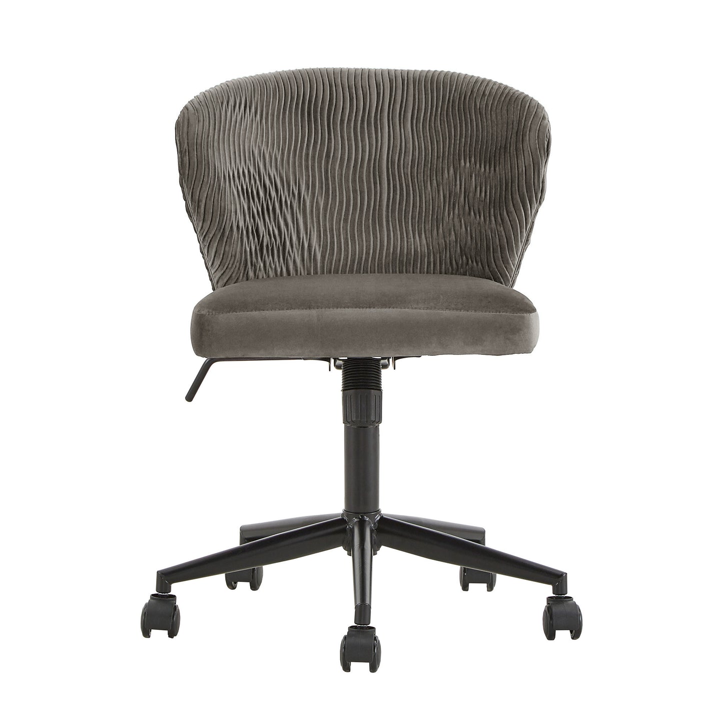 Curved Back Velvet Wave Pattern Office Chair - Dark Grey