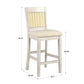 Cane Accent Counter Height - Slat Back Chair (Set of 2), Antique White Finish, Beige Linen