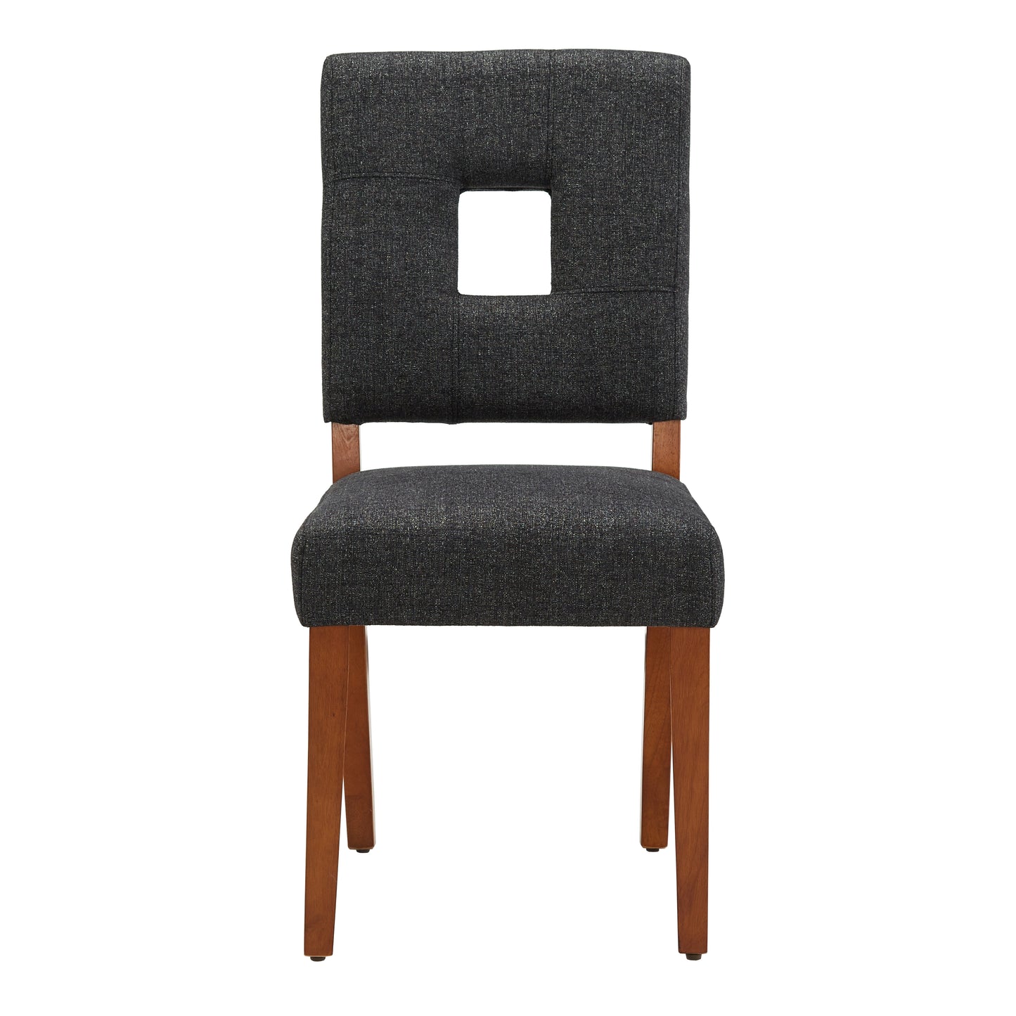 Upholstered Fabric Keyhole Dining Chairs (Set of 2) - Balck