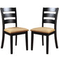 Black Wood Beige Microfiber Dining Chairs (Set of 2) - Ladder Back