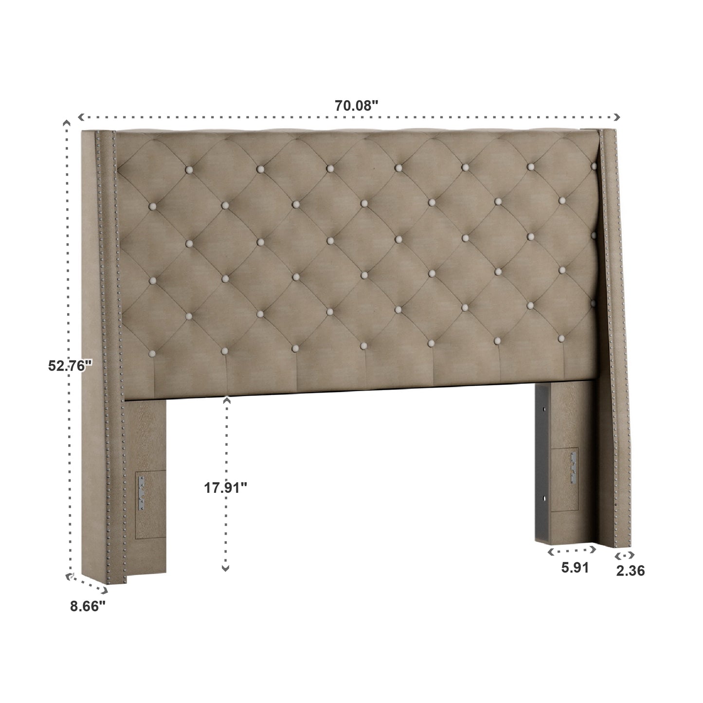 Faux Leather Crystal Tufted Headboard - Silver Grey, Queen