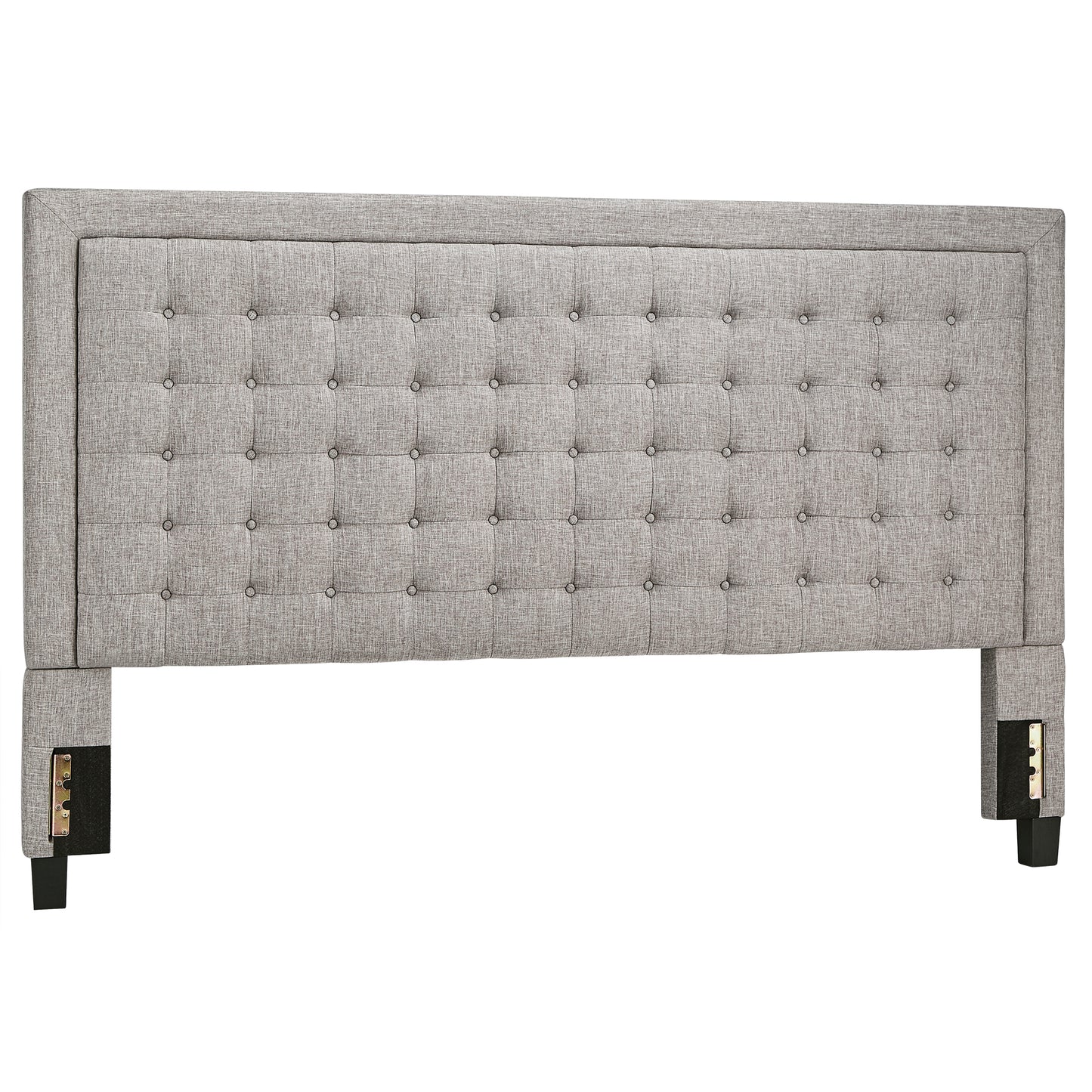 Square Button-Tufted Upholstered Headboard - Grey, Queen