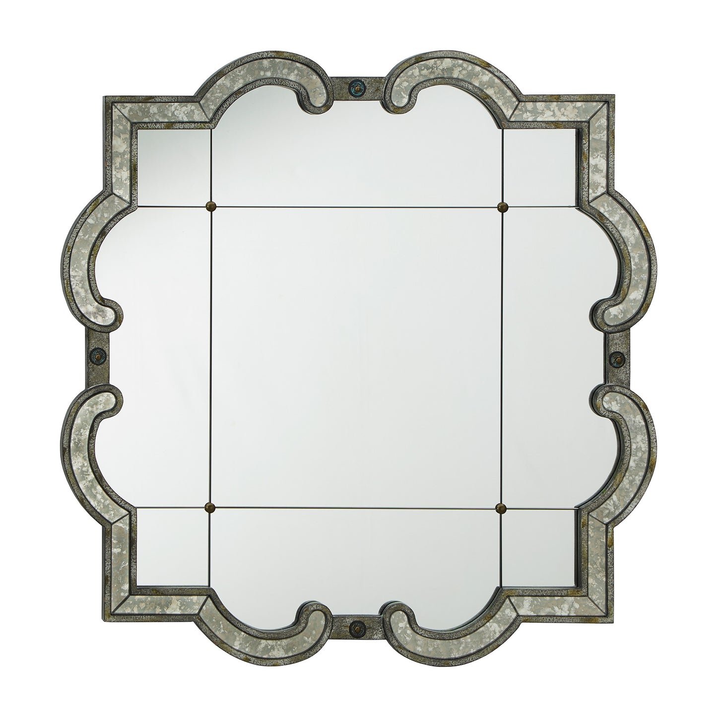 Antique Silver Paned Wall Mirror