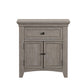 1-Drawer Wood Cupboard Nightstand with Charging Station - Antique White