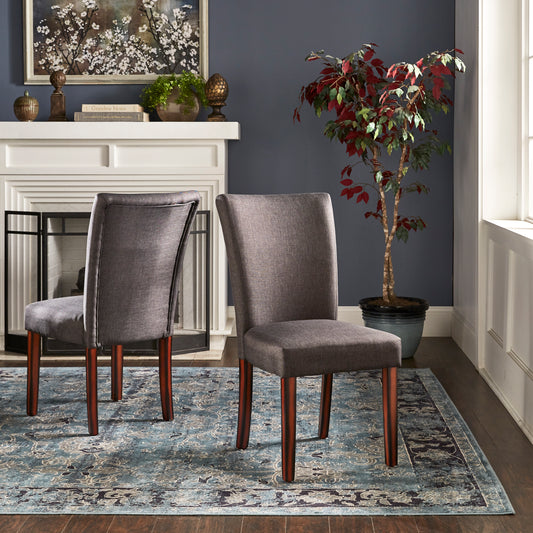 Linen Parsons Dining Chairs (Set of 2) - Dark Grey Linen