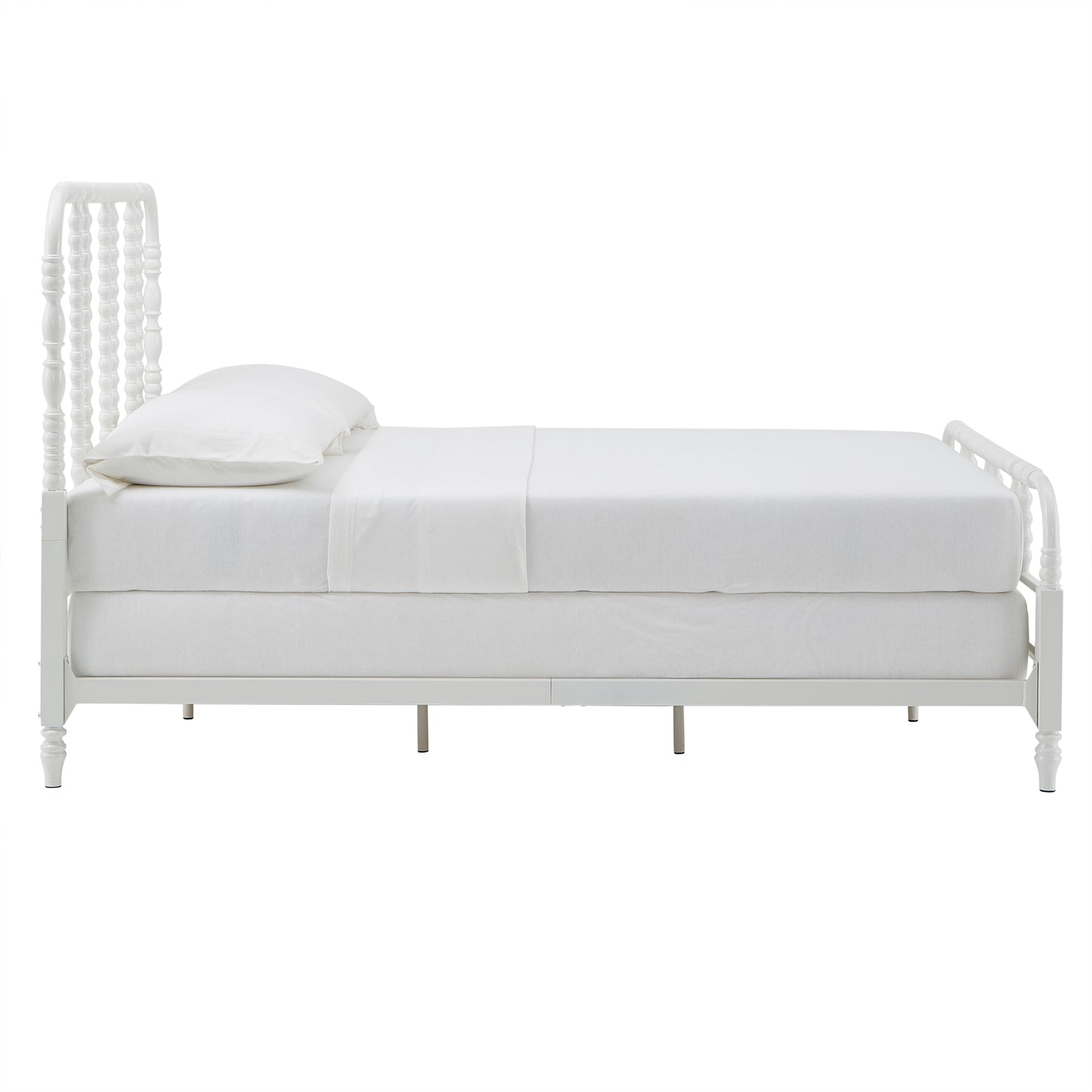 Metal Spool Bed - White, Queen (Queen Size)
