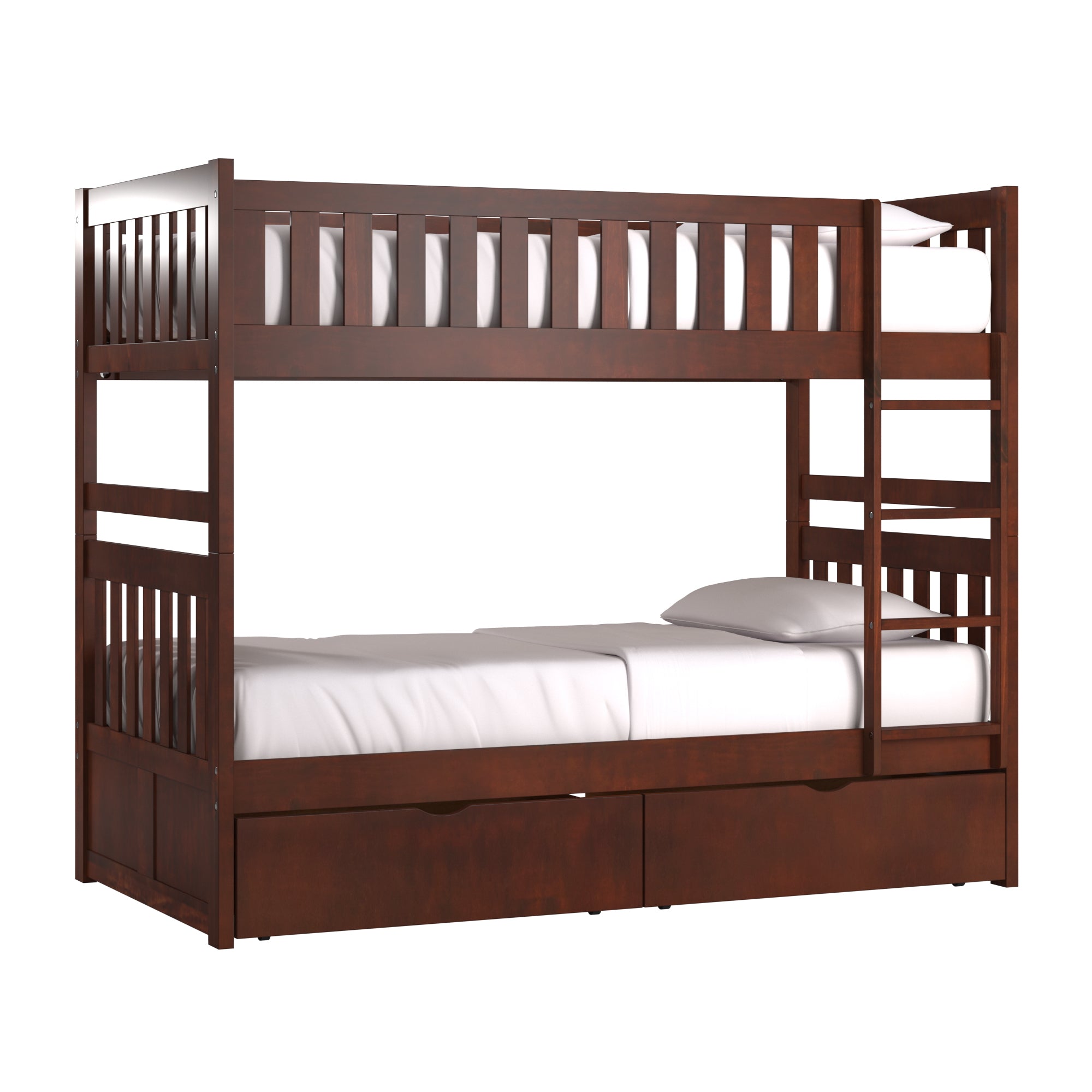 Dark Cherry Finish Kids' Bunk Bed - Twin Over Twin, Bunk Bed With Storage  Drawers By Inspire Q Junior – Inspire Q Home