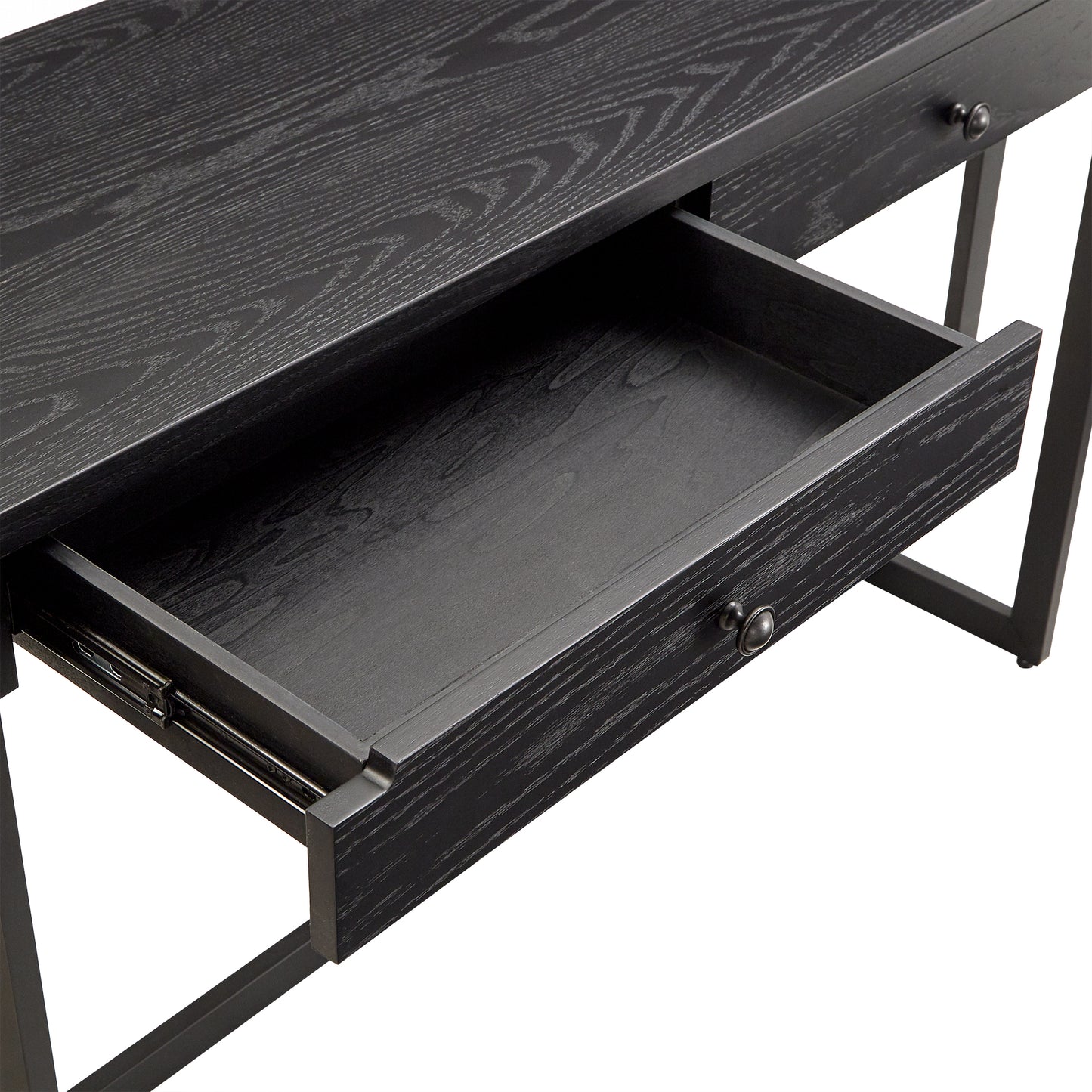 2-Drawer Desk with Power Outlet - Black