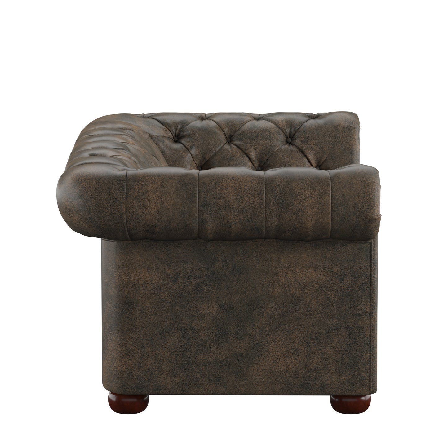Tufted Chesterfield Loveseat - Brown Polished Microfiber