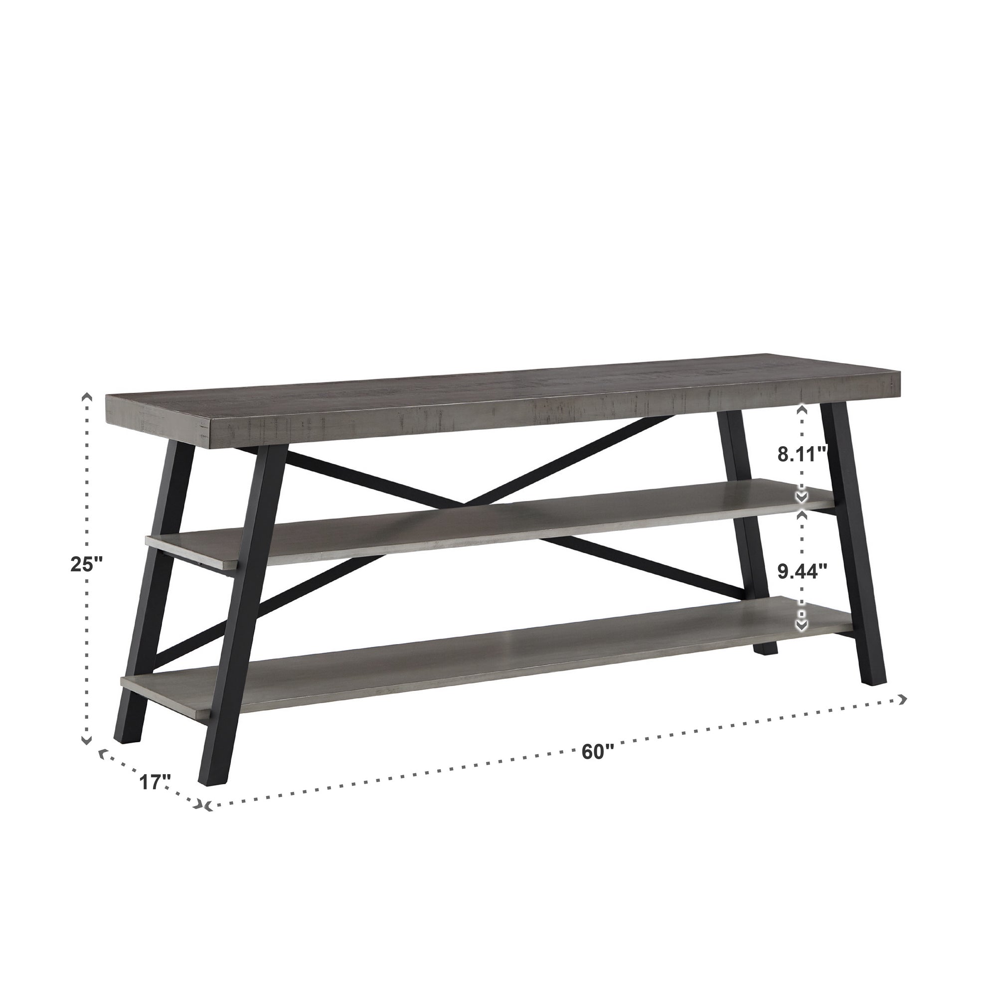 Rustic X-Base 60-inch TV Stand - Grey Finish