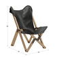 Genuine Top Grain Leather Tripolina Sling Chair - Natural Finish Frame, Black Leather