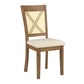 Cane Accent Dining - X-Back Chair (Set of 2), Oak Finish, Beige Linen