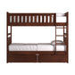 Dark Cherry Finish Kids' Bunk Bed - Twin over Twin, Bunk Bed with Storage Drawers