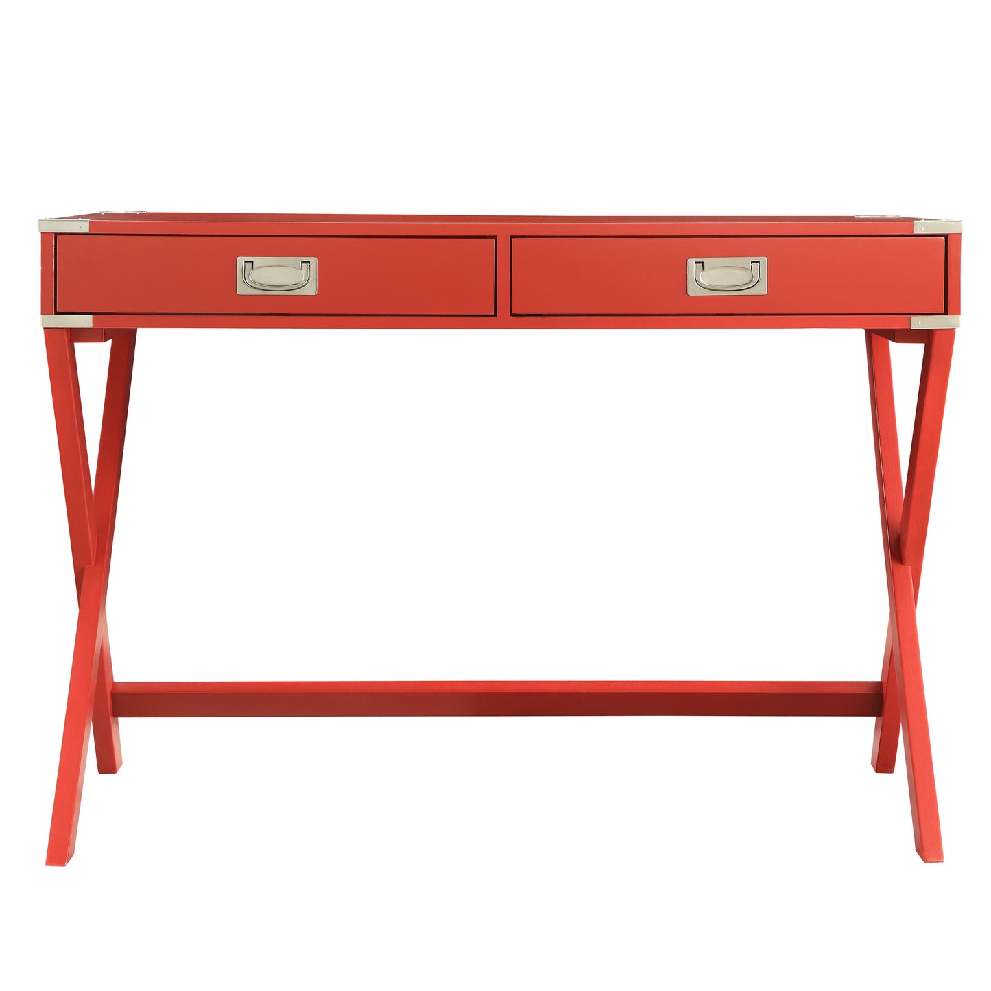 X-Base Wood Accent Campaign Writing Desk - Red