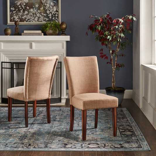Linen Parsons Dining Chairs (Set of 2) - Light Brown Linen