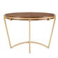 Natural Finish Dining Table With Gold Metal Base