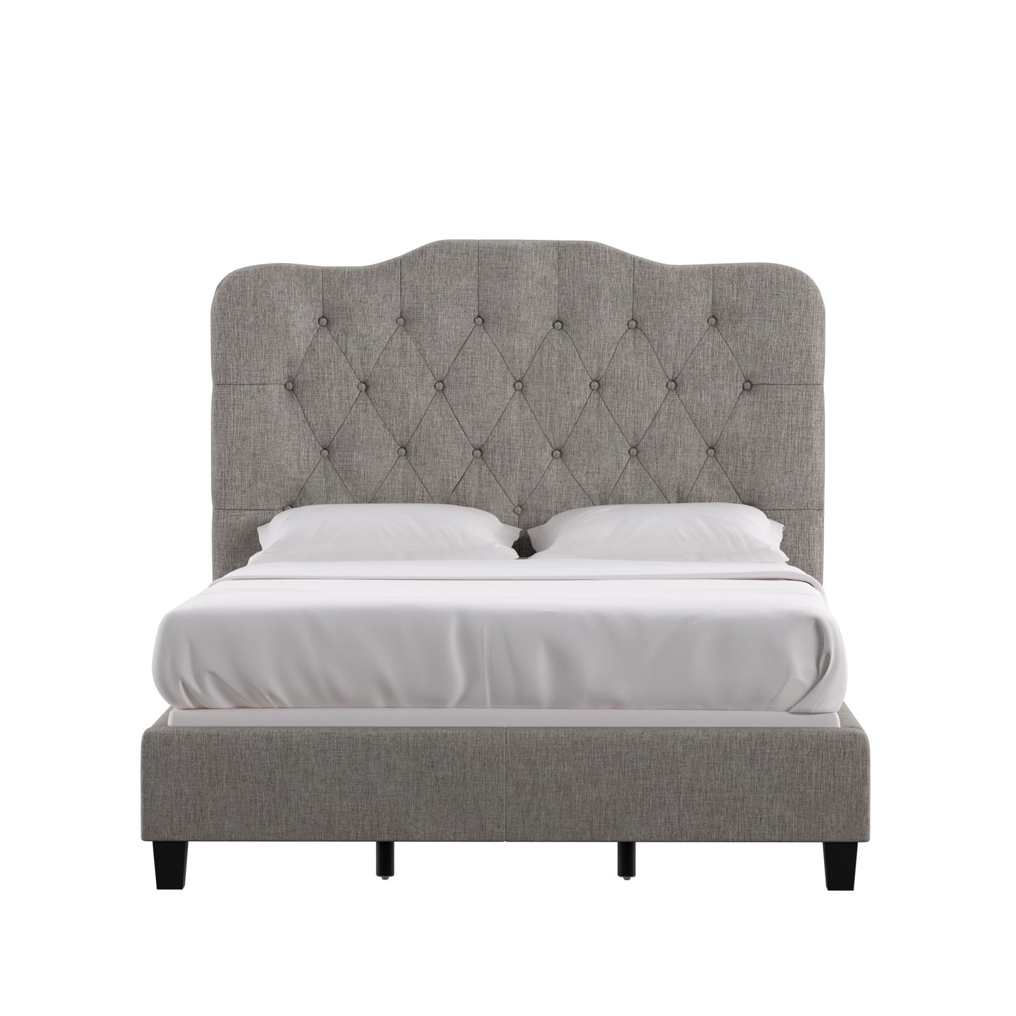 Adjustable Diamond Tufted Camelback Bed - Grey, Full