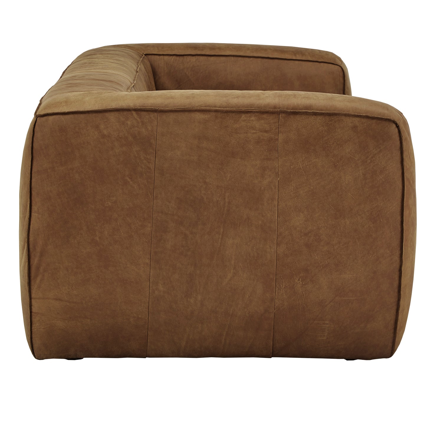 Dark Mahogany Outback Oxford Leather Sofa - Tan