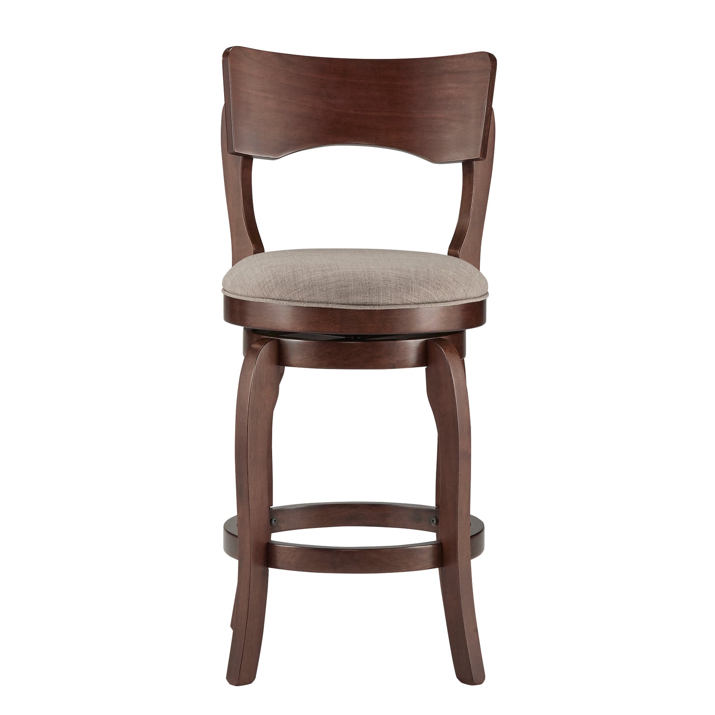 Swivel 24-inch Brown Counter Height Barstool - Grey Linen