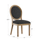 Round Linen and Wood Dining Chairs (Set of 2) - Dark Grey Linen, Natural Finish