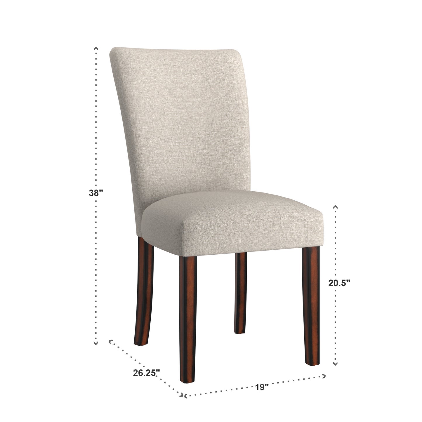 Upholstered Parson Dining Chairs (Set of 2) - Espresso Finish, Beige Heathered Weave