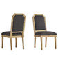 Arched Linen and Wood Dining Chairs (Set of 2) - Dark Grey Linen, Natural Finish