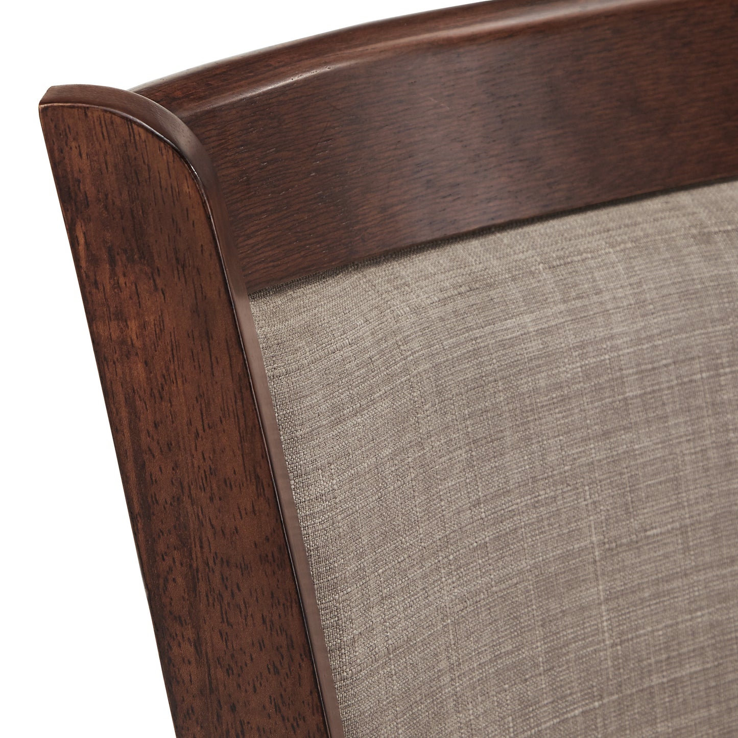 Upholstered Back Swivel Stool - 24" Counter Height, Cherry Finish, Grey Linen