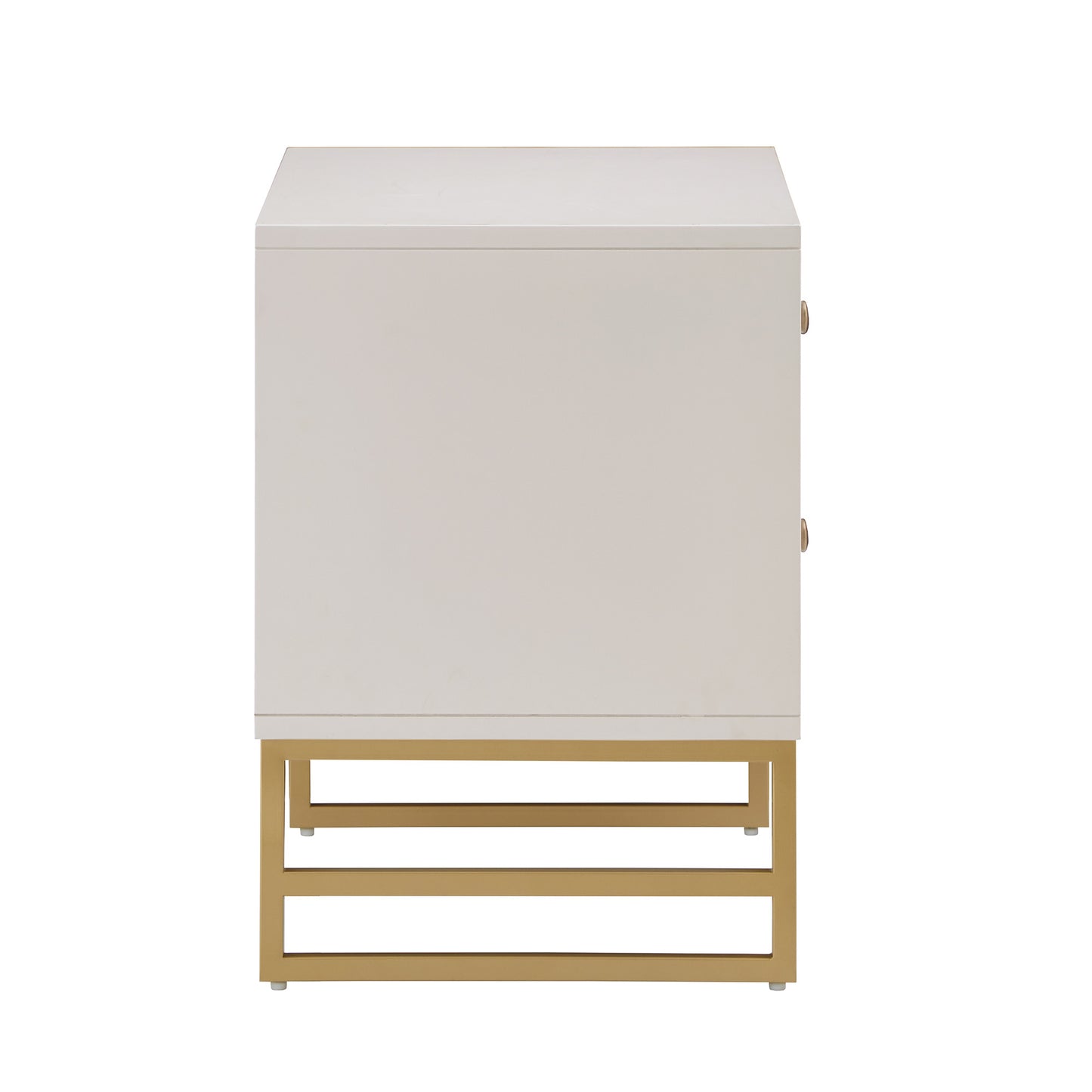 Arched Diamond Gold Metal End Table - White