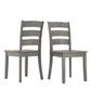 Ladder Back Wood Dining Chairs (Set of 2) - Antique Grey Finish